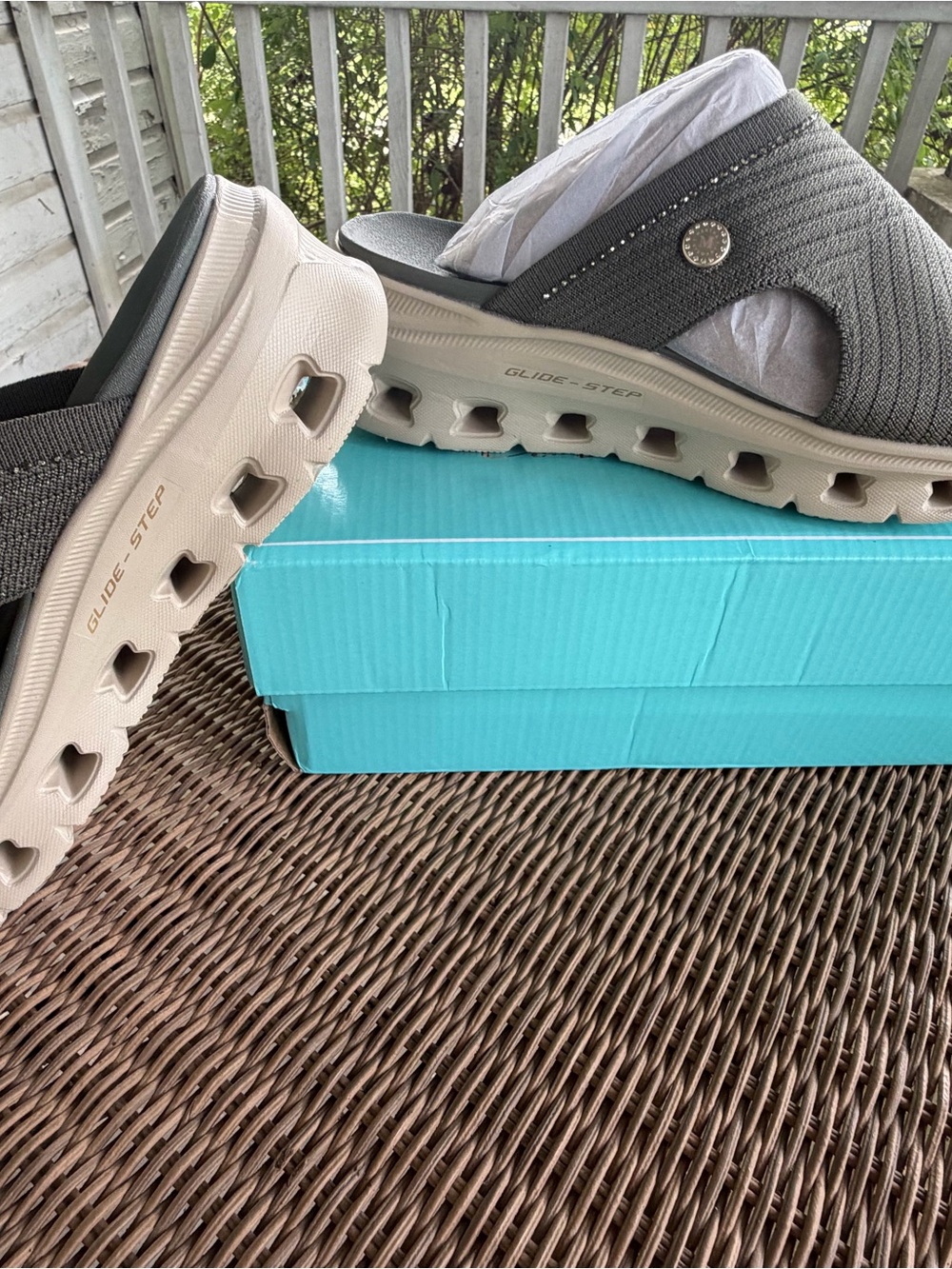 Skechers Olive Knit Glide-Step Platform Sandals - Picture 7 of 11